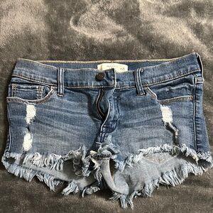 Abercrombie & Fitch Blue Jean Shorts Distressed Frayed Hem